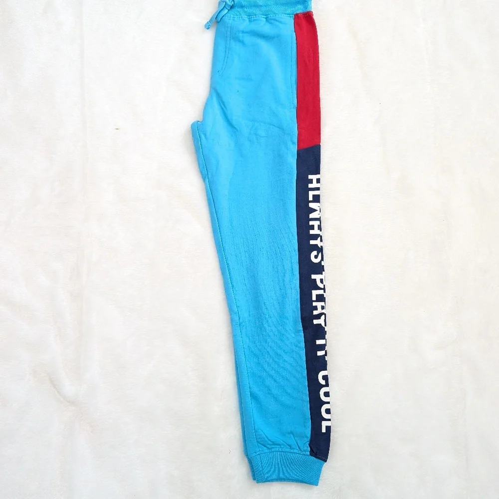 Boys’ Sky Blue Colorblock Joggers – Sporty & Cool 5T 6/7 8/9 12/14